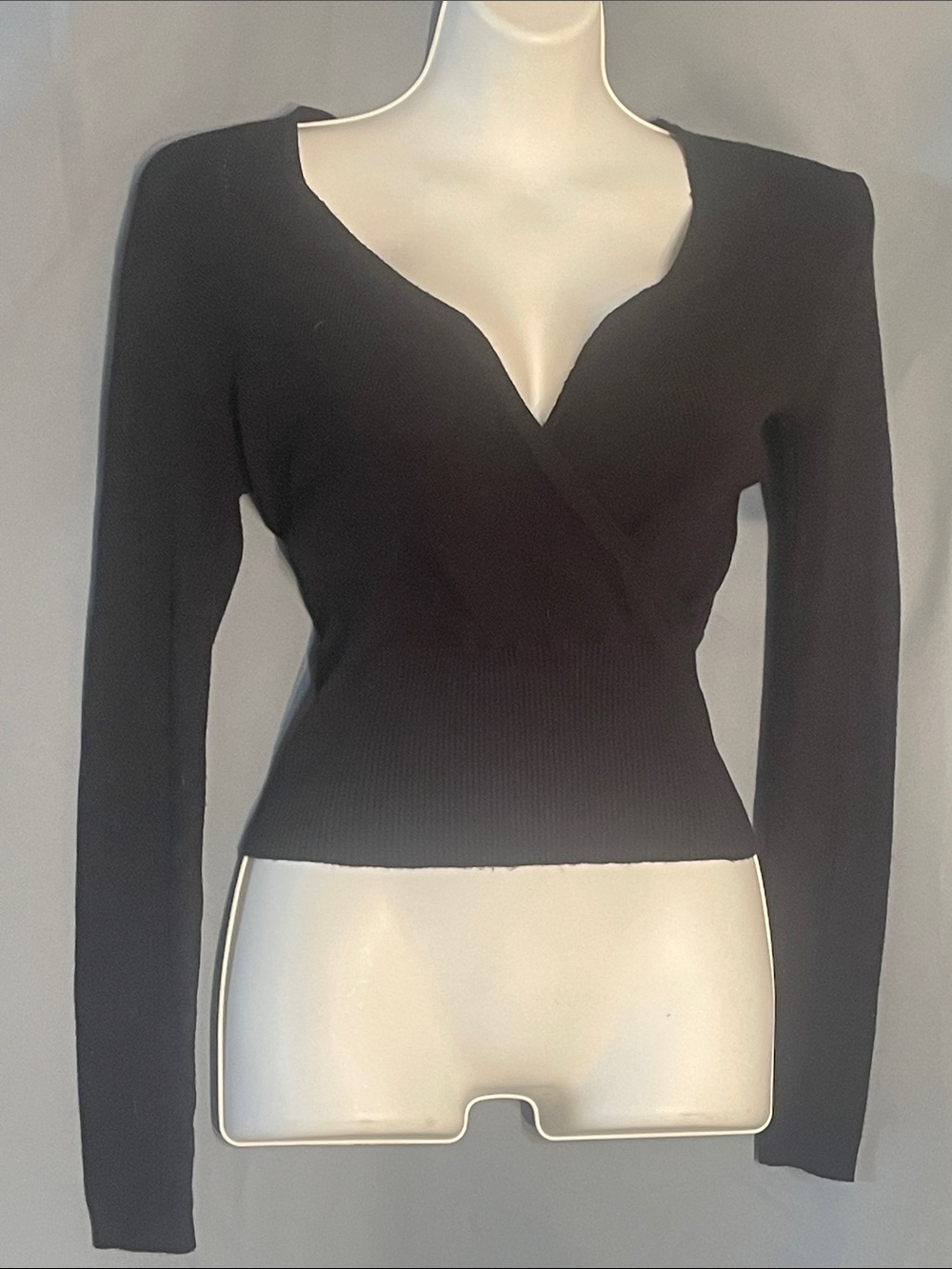 Hippie Rose Black Long-Sleeve V-Neck Wrap Top